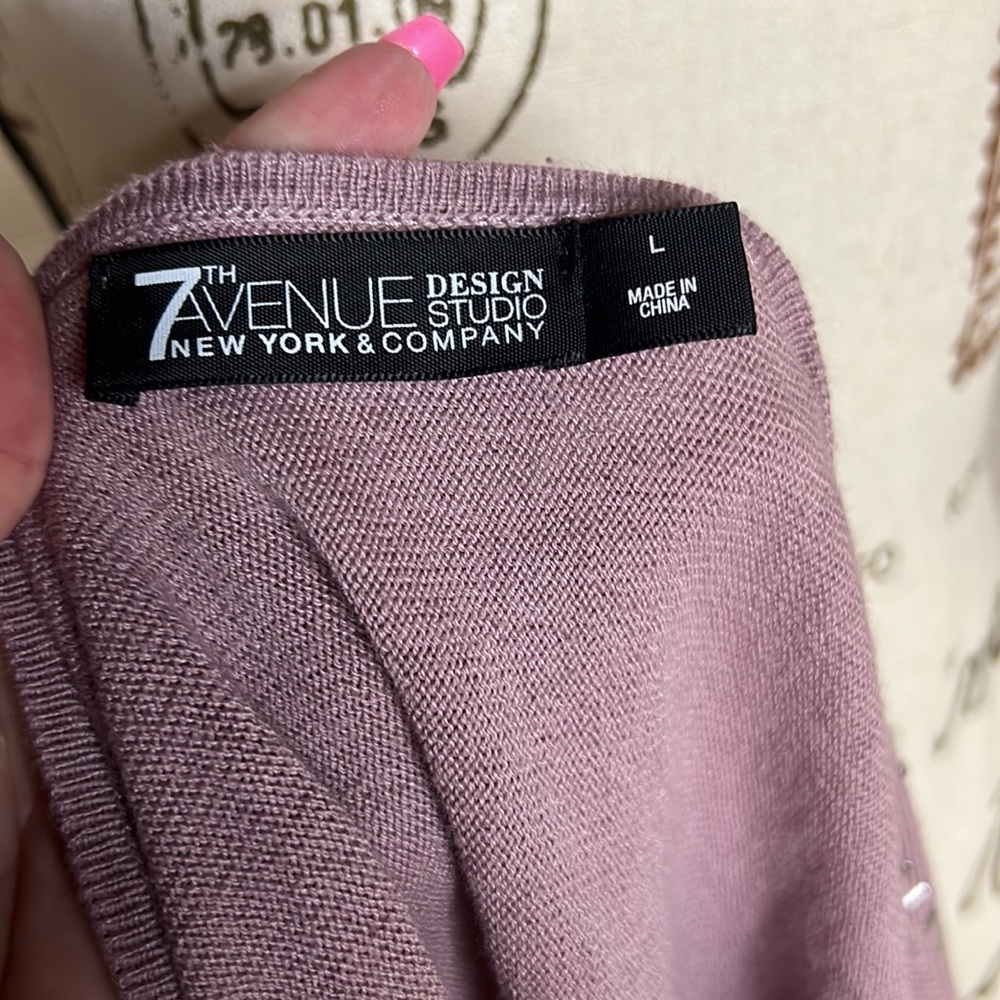 7th Avenue New York & Company Lavender 3/4 Sleeve Top - Picture 8 of 9